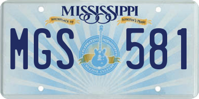 MS license plate MGS581
