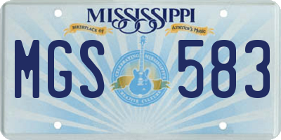 MS license plate MGS583