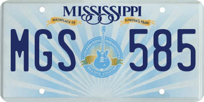 MS license plate MGS585