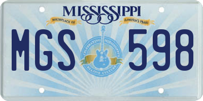 MS license plate MGS598