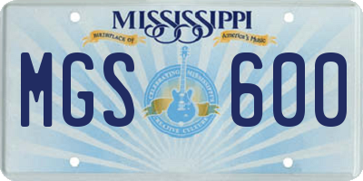 MS license plate MGS600