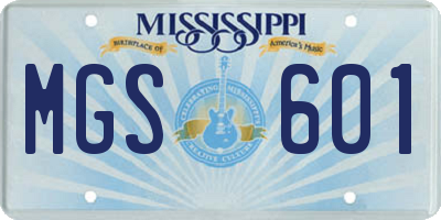 MS license plate MGS601