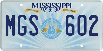 MS license plate MGS602