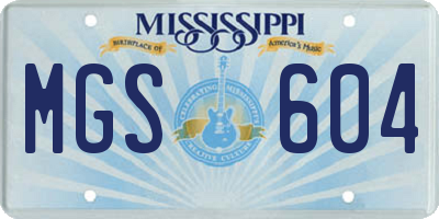 MS license plate MGS604