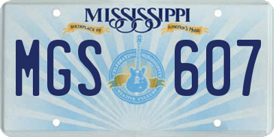 MS license plate MGS607