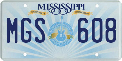 MS license plate MGS608