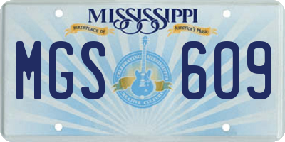 MS license plate MGS609