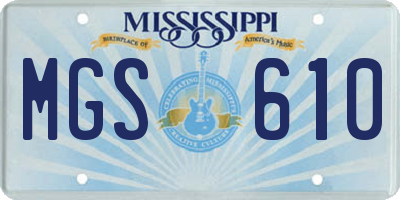 MS license plate MGS610