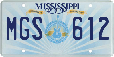 MS license plate MGS612