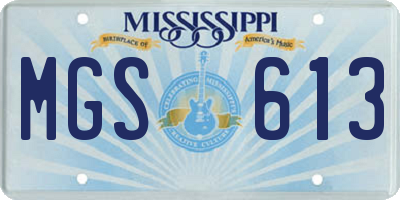 MS license plate MGS613