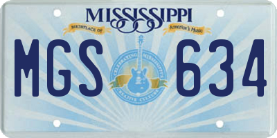 MS license plate MGS634