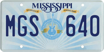 MS license plate MGS640