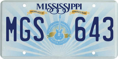 MS license plate MGS643