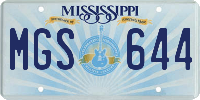 MS license plate MGS644