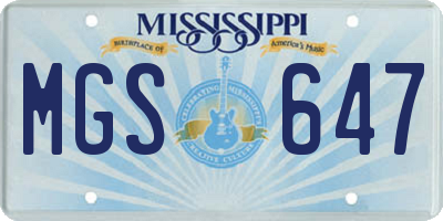 MS license plate MGS647