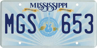 MS license plate MGS653