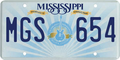 MS license plate MGS654