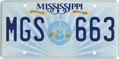 MS license plate MGS663