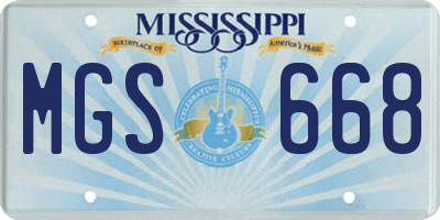 MS license plate MGS668