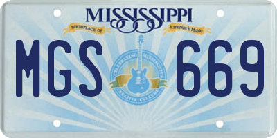MS license plate MGS669