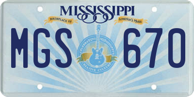 MS license plate MGS670