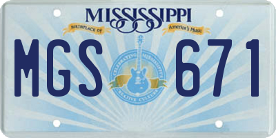 MS license plate MGS671