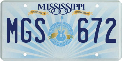 MS license plate MGS672