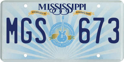 MS license plate MGS673