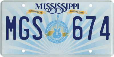 MS license plate MGS674