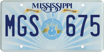 MS license plate MGS675