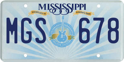 MS license plate MGS678