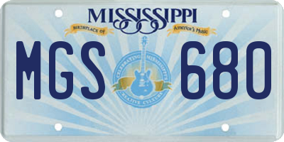 MS license plate MGS680