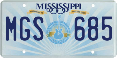 MS license plate MGS685