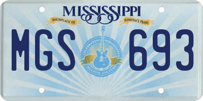MS license plate MGS693