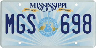 MS license plate MGS698