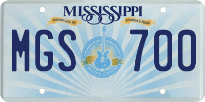 MS license plate MGS700