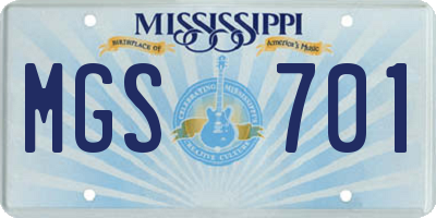 MS license plate MGS701