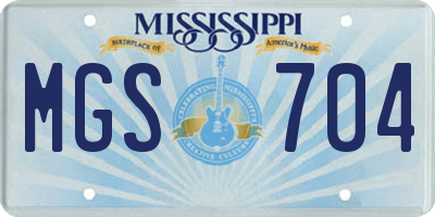 MS license plate MGS704