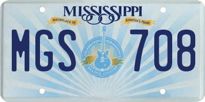 MS license plate MGS708