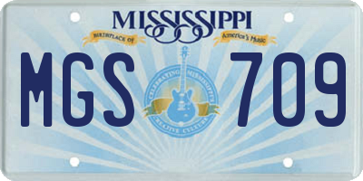 MS license plate MGS709