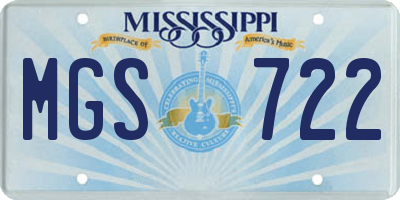 MS license plate MGS722