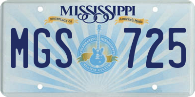 MS license plate MGS725