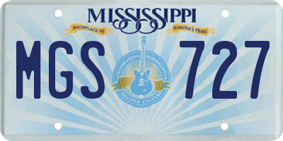 MS license plate MGS727