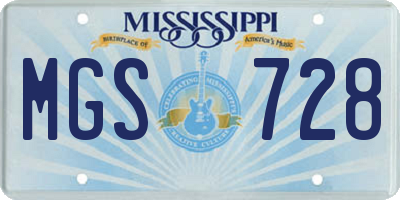 MS license plate MGS728