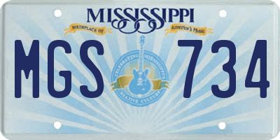 MS license plate MGS734