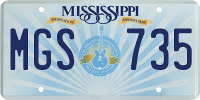 MS license plate MGS735