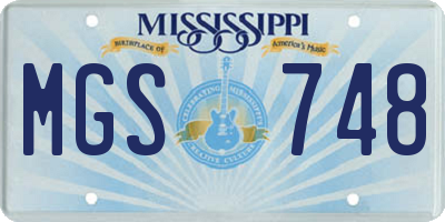 MS license plate MGS748