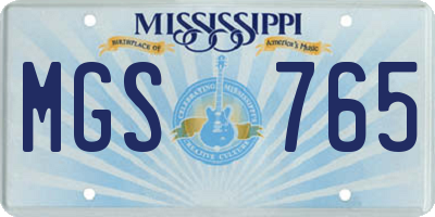 MS license plate MGS765