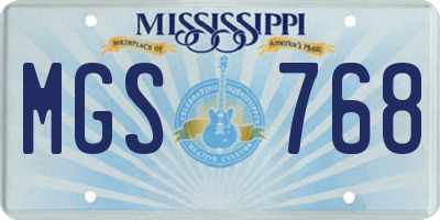 MS license plate MGS768