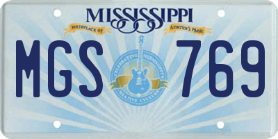 MS license plate MGS769
